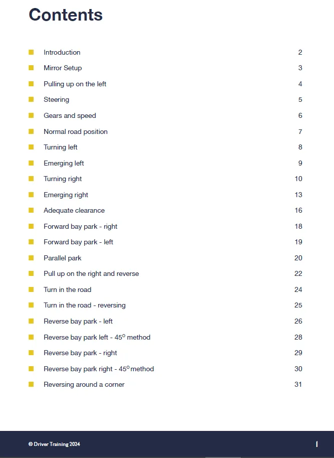 A4 Driving Instructor Reference Points Guide