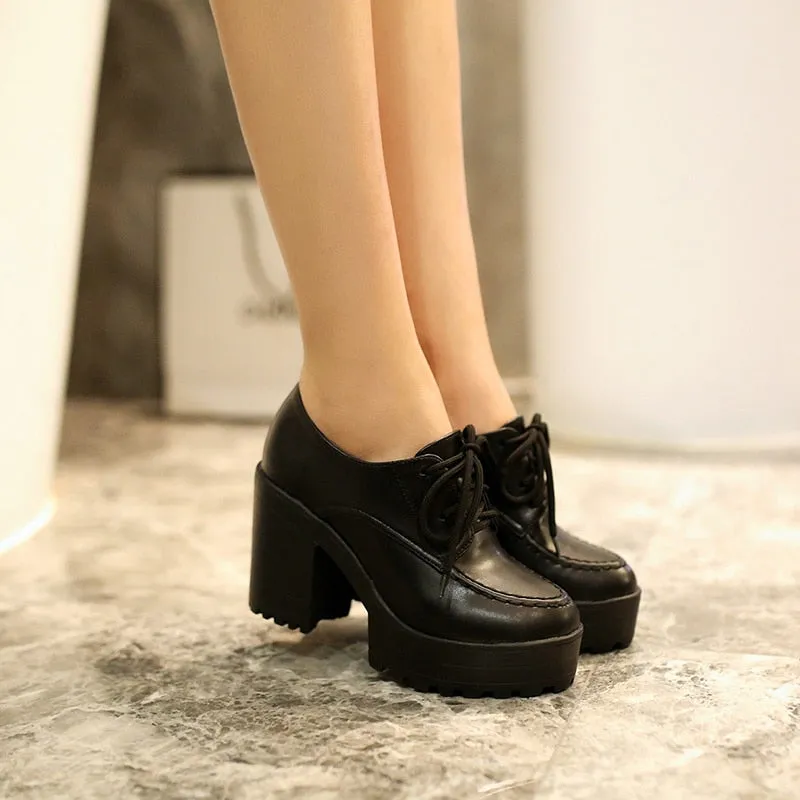 Amozae Classic Lace-up Ankle Boots For Women Red White Short Boots Women Euro Style Women's Shoes Autumn Spring Punk High Heels Shoes