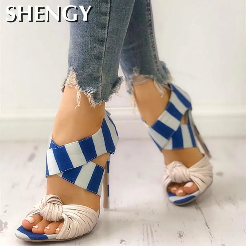 Amozae-Summer Women Shoes Peep Toe Sandals Ladies Pumps High Heels Stiletto Pumps Mixed Colors Cross Strappy Platform Party Sandals