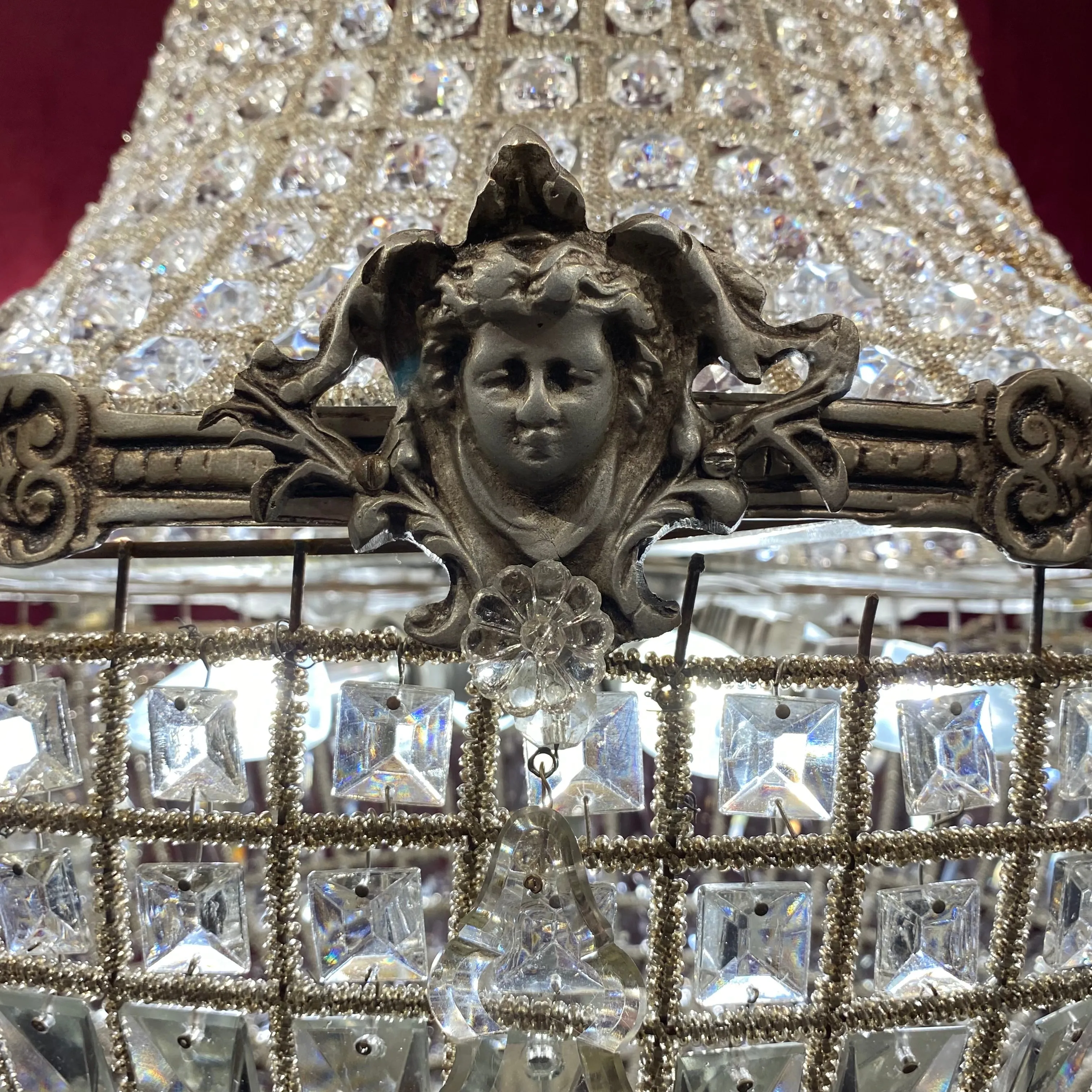 Beautiful Antique Crystal Neoclassical Chandelier