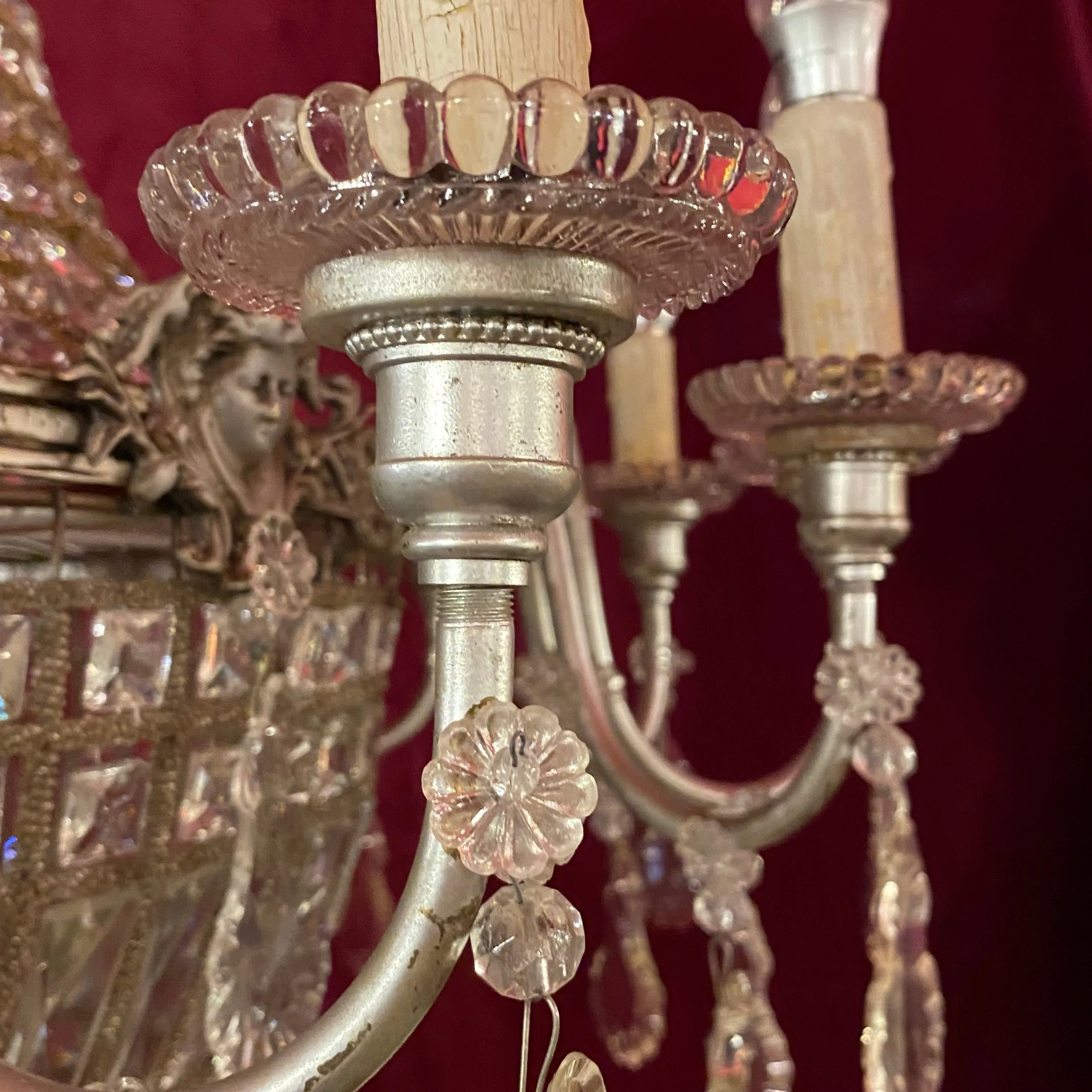 Beautiful Antique Crystal Neoclassical Chandelier