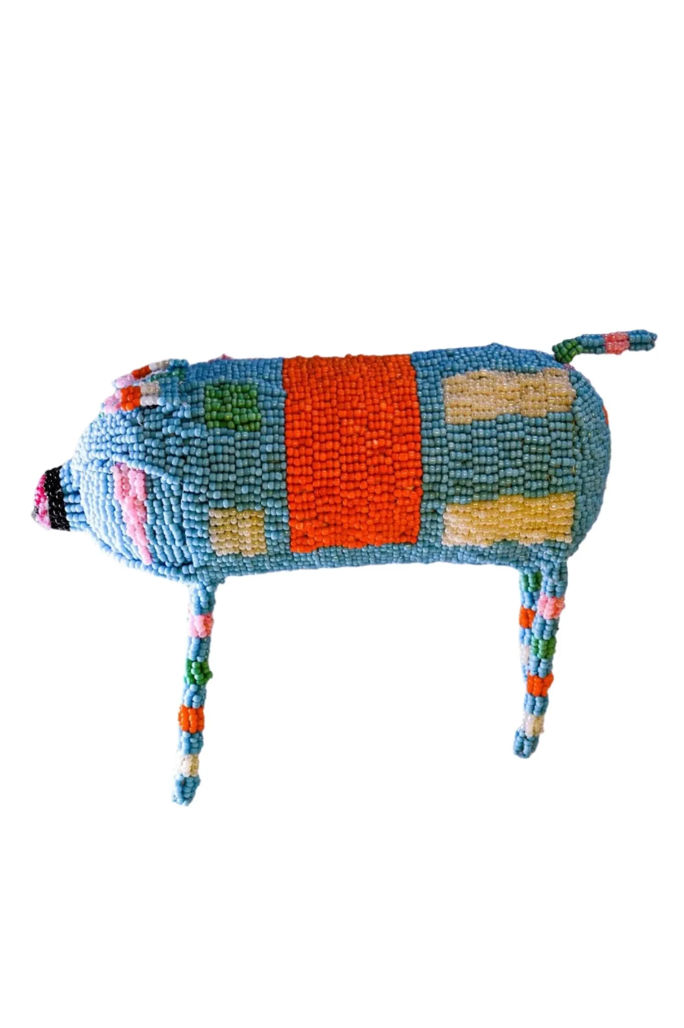 Blue & Orange Beaded Pig