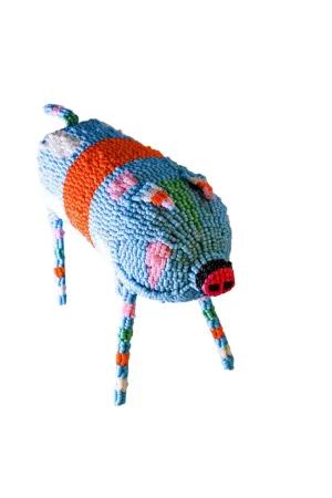 Blue & Orange Beaded Pig