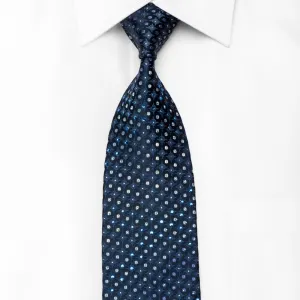 Daniel Hechter Mens Crystal Rhinestone Silk Tie Geometric On Blue With Silver Sparkles