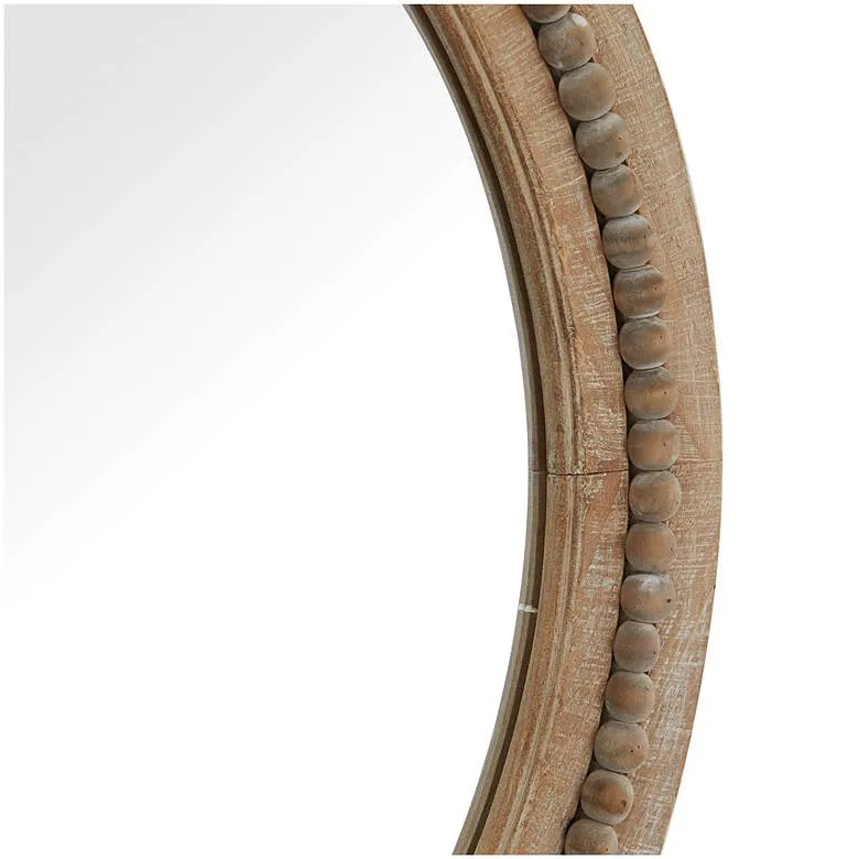 Distressed Beaded Round Wall Mirror