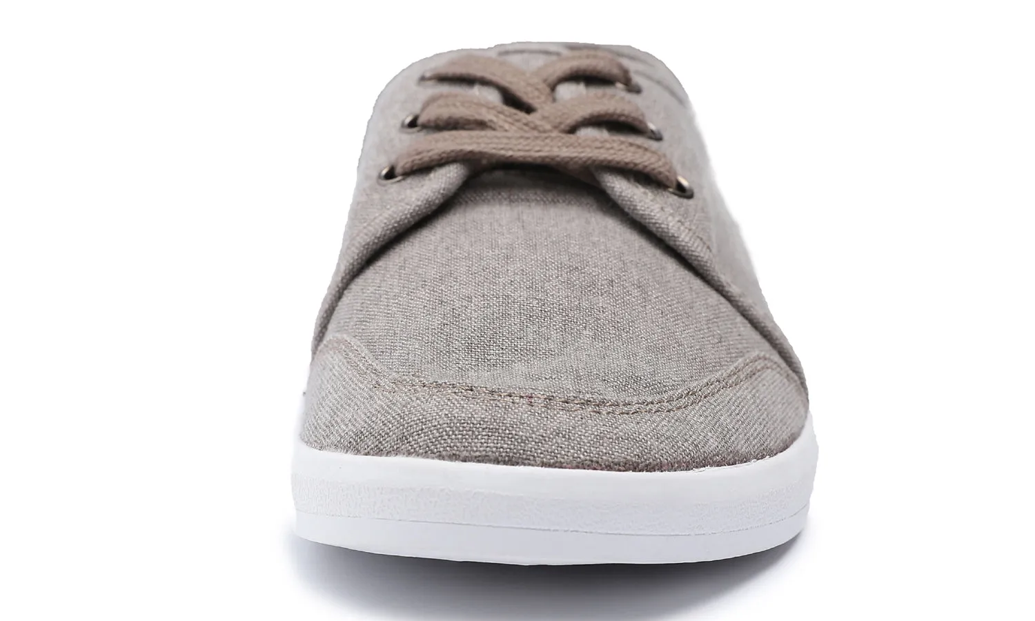 Feversole Comfort Women's Lace Up Lightweight Walking Shoes Casual Outfits Canvas Breathable Soft Flats Washed Taupe
