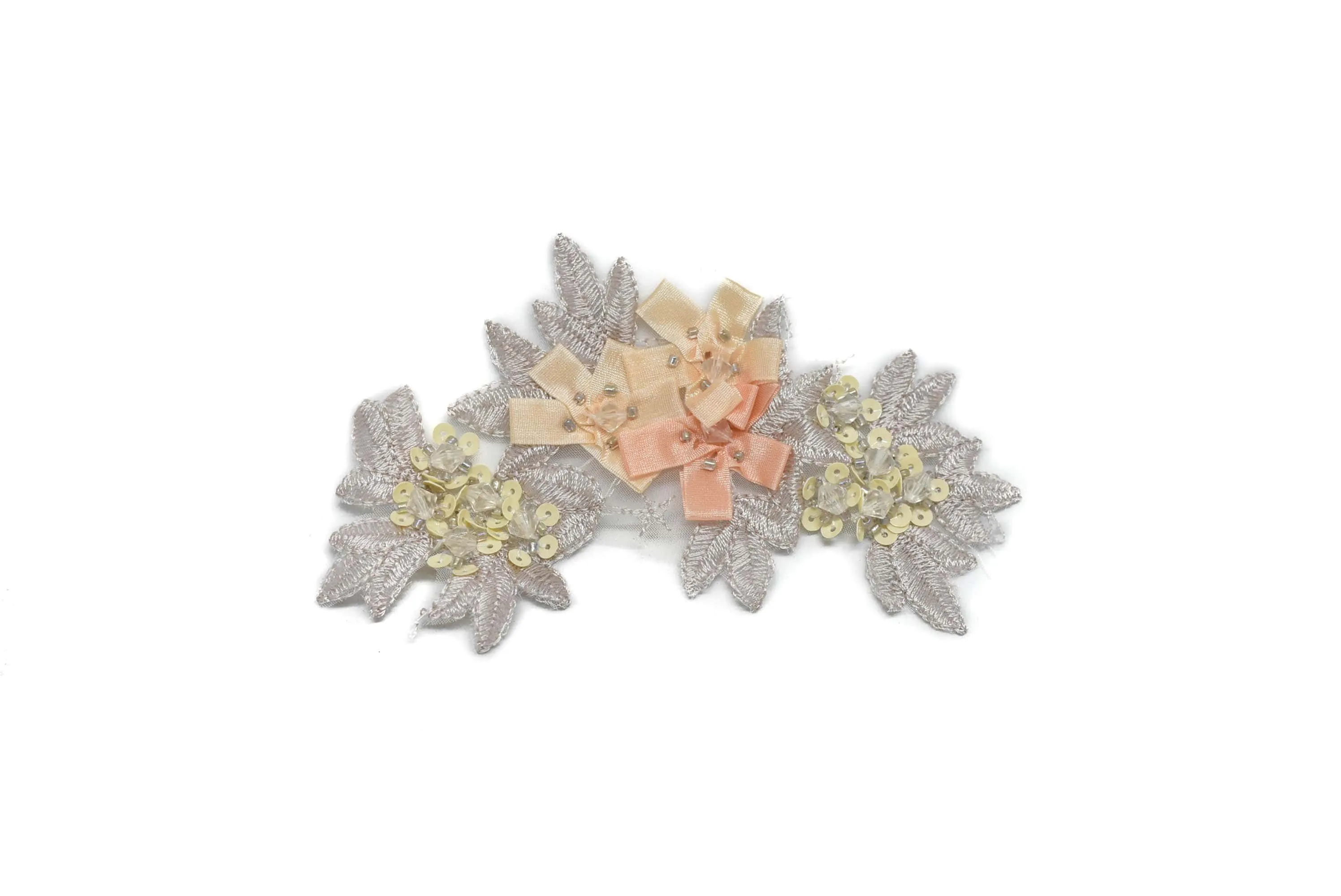 Floral Beaded Organza Applique