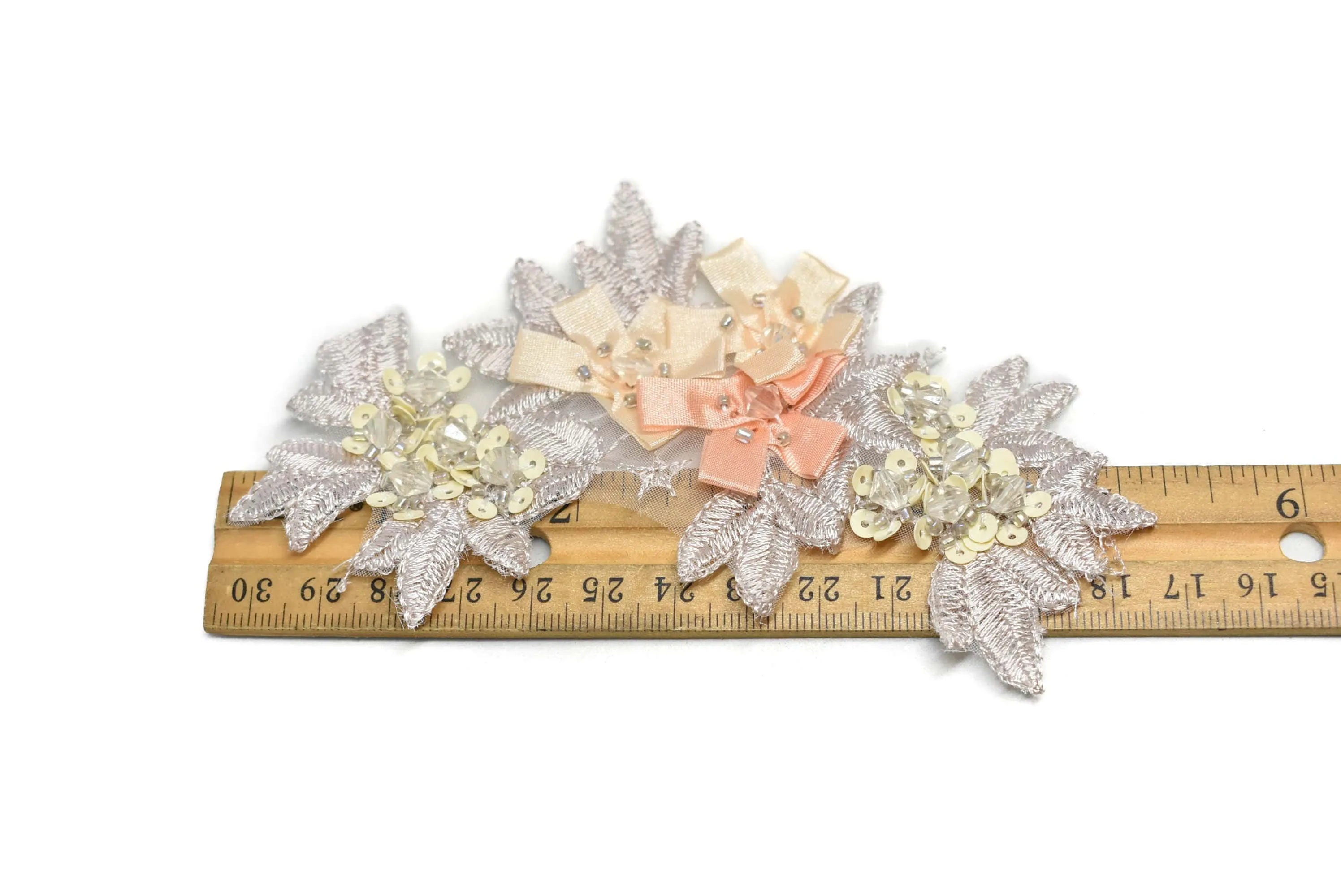 Floral Beaded Organza Applique