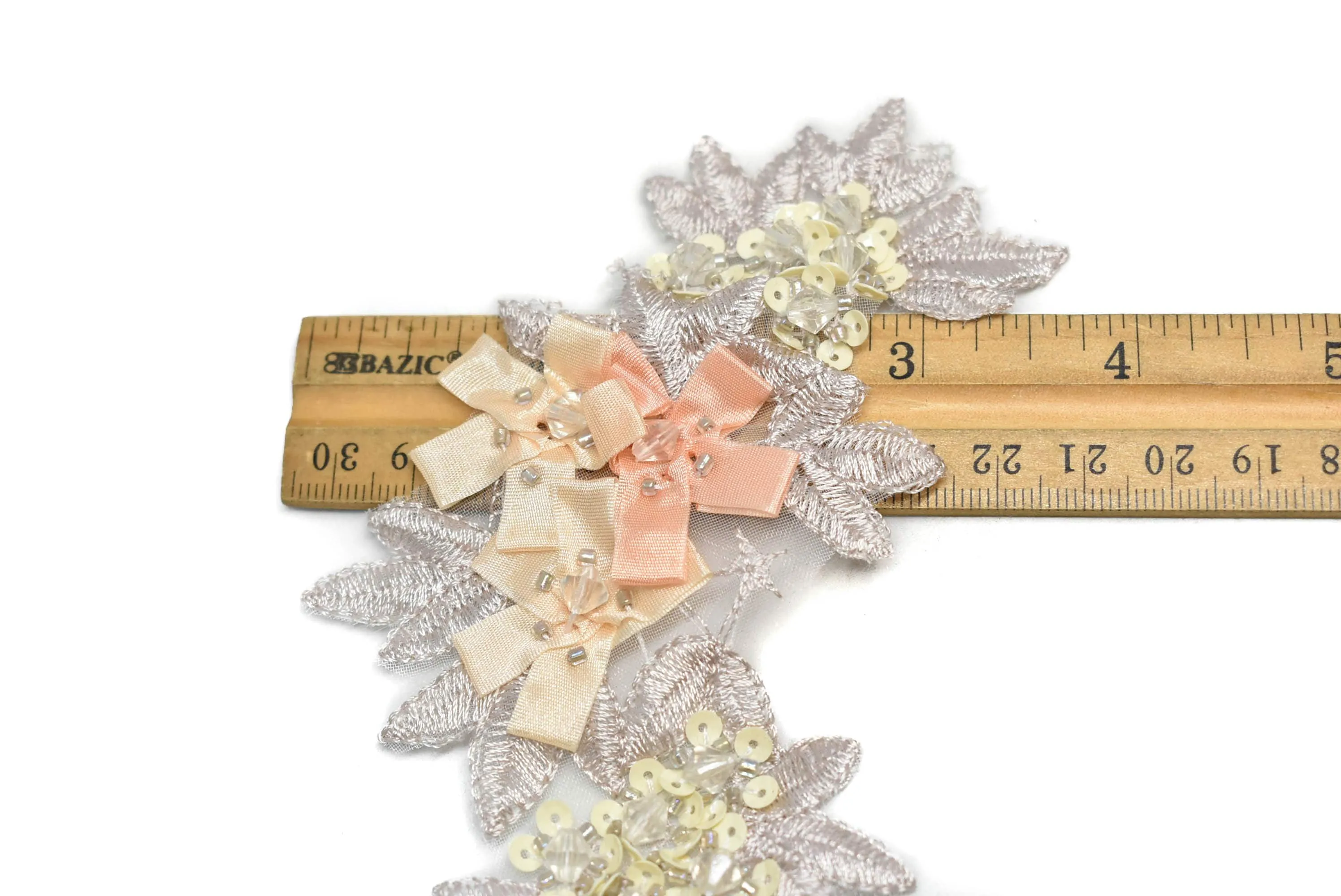 Floral Beaded Organza Applique
