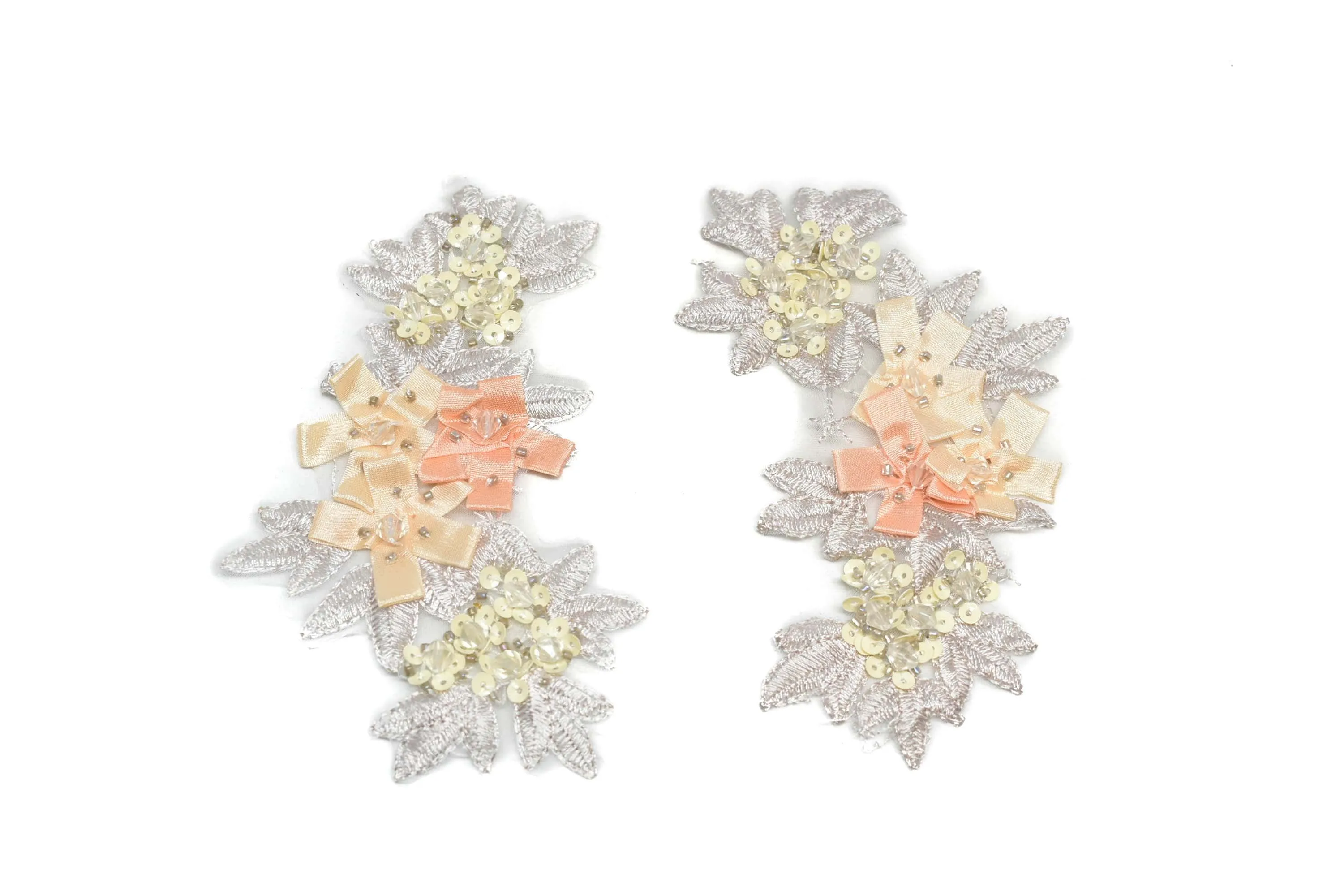 Floral Beaded Organza Applique