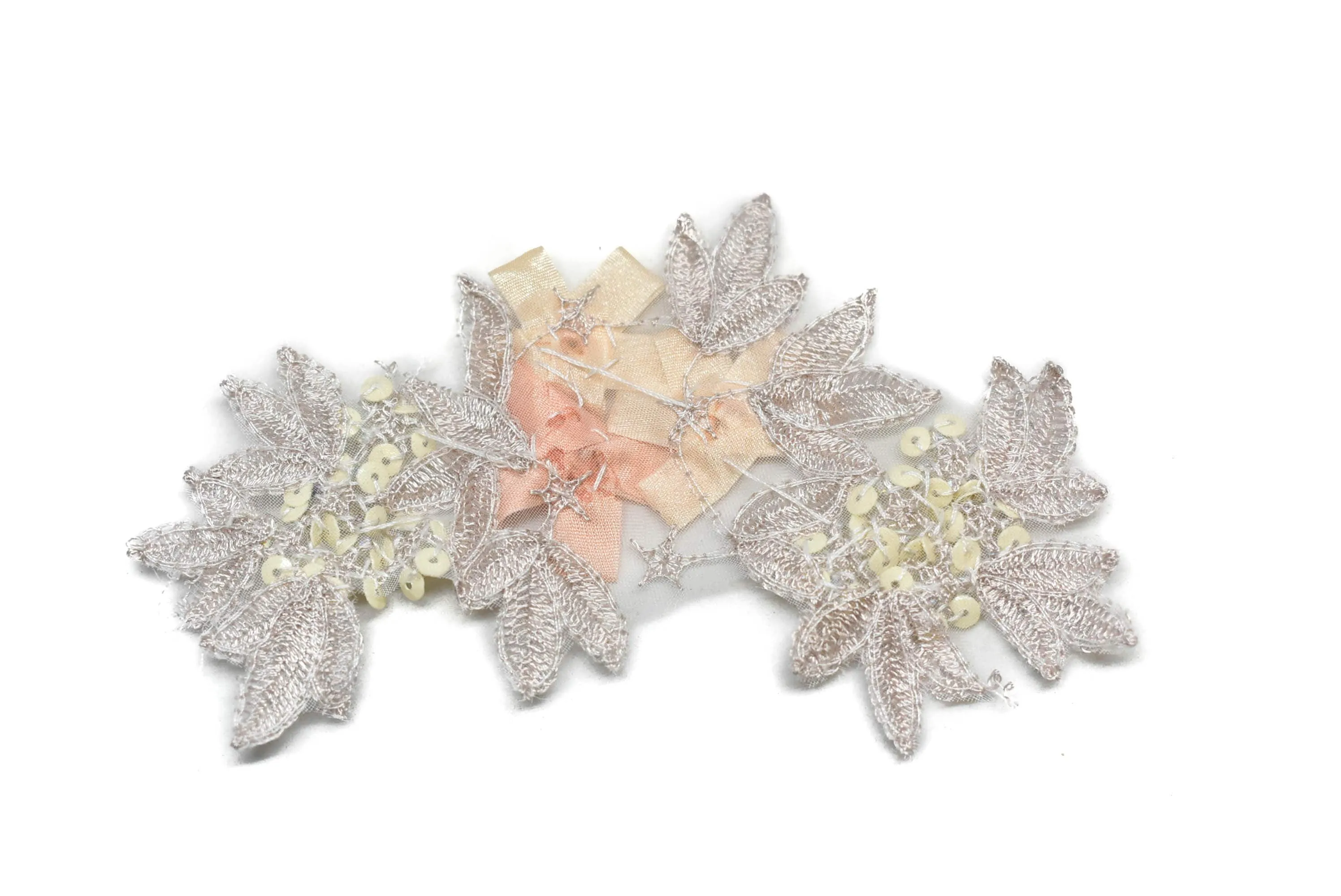Floral Beaded Organza Applique