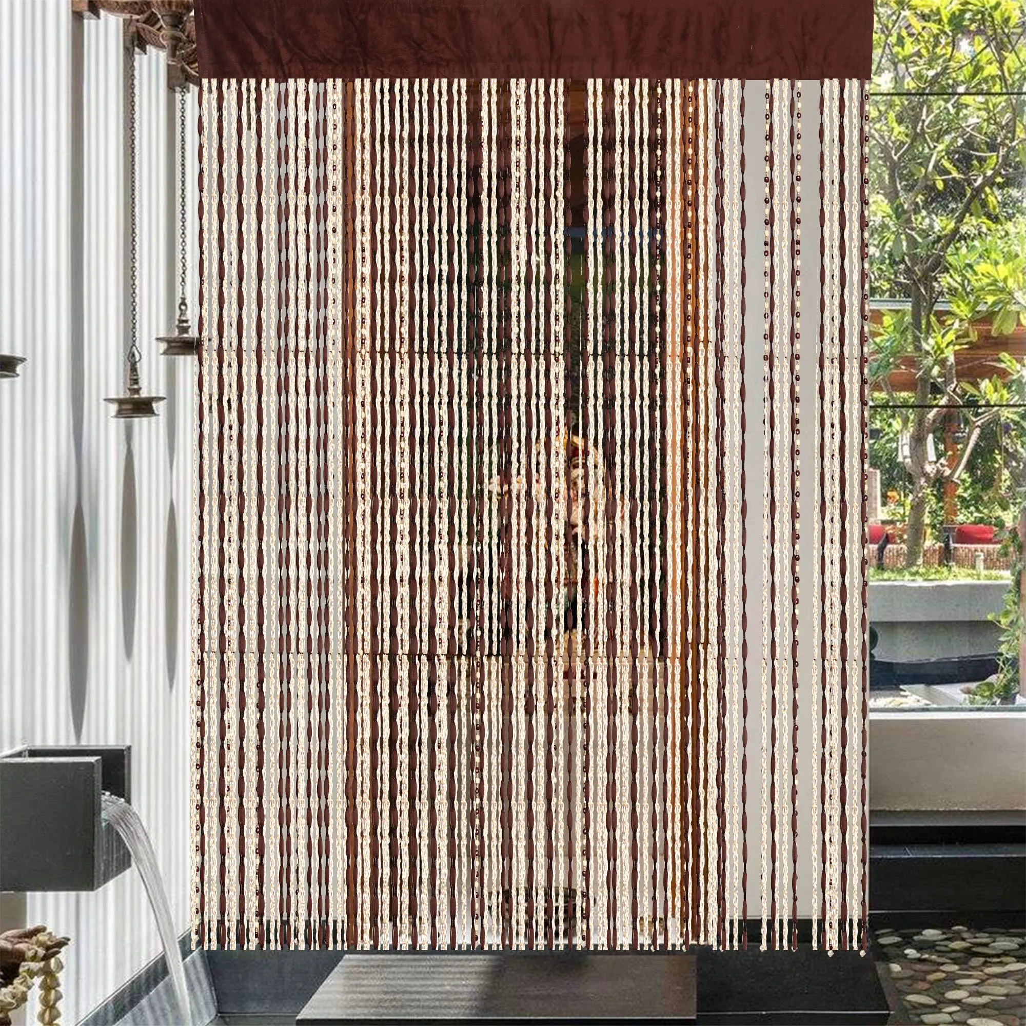 Heart Home HEART0606 Door Decorative Room Window Divider Sheer Fringe Thread Plain Strings Hanging Plastic Curtains (Maroon, 7 x 4 ft)