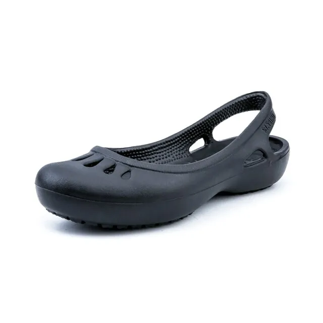 Iza Women's Slip-On Flat Breathable Summer Black Shoes