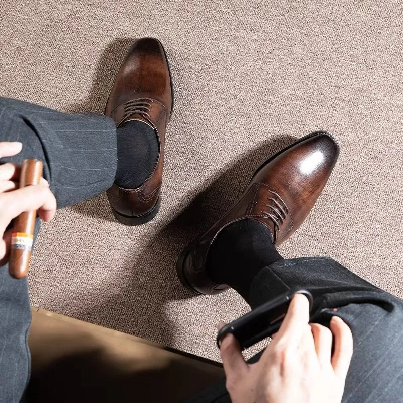 LuxeSmooth Exquisite Pattern Derbies Dress Shoes