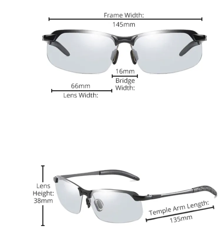Men Intelligent Smart Photochromic Polarised Chameleon Night Vision Driving Glasses