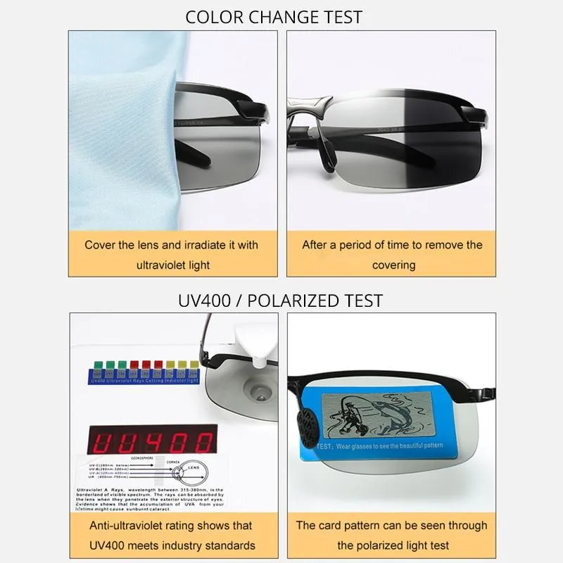 Men Intelligent Smart Photochromic Polarised Chameleon Night Vision Driving Glasses