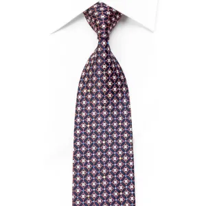 Metro City Men's Rhinestone Necktie Pink Trellis On Navy With Silver Sparkles