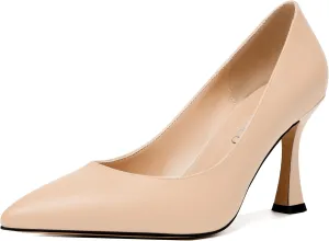 MODENCOCO Womens Slip On Elegant Matte Pointed Toe Sexy Party Stiletto High Heel Pumps Dress Shoes 3.5 Inch