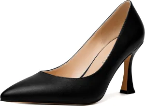 MODENCOCO Womens Slip On Elegant Matte Pointed Toe Sexy Party Stiletto High Heel Pumps Dress Shoes 3.5 Inch