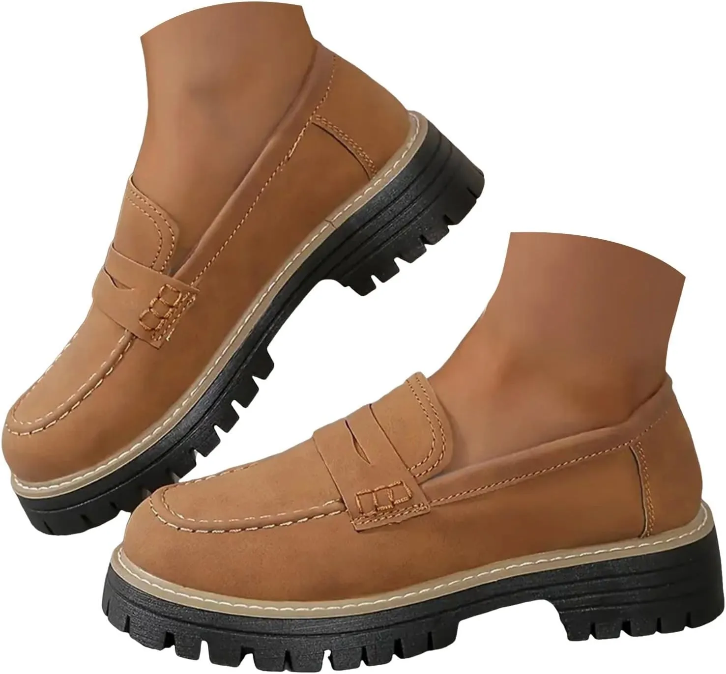 Orthoture-Orthopedic Platform Loafers Comfortable and Slip Resistant Loafers with Breathable Arch Support Wide fit Perfect for Walking