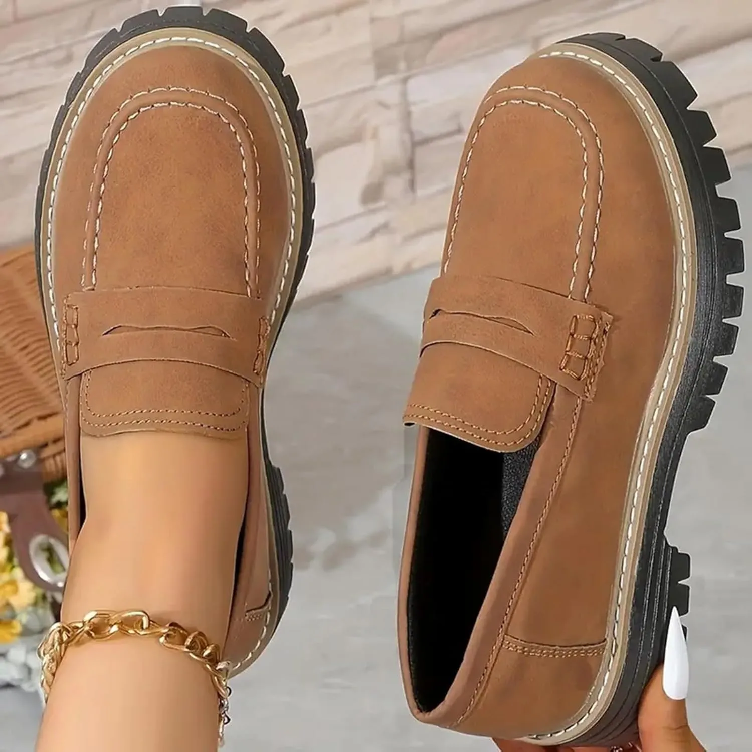 Orthoture-Orthopedic Platform Loafers Comfortable and Slip Resistant Loafers with Breathable Arch Support Wide fit Perfect for Walking