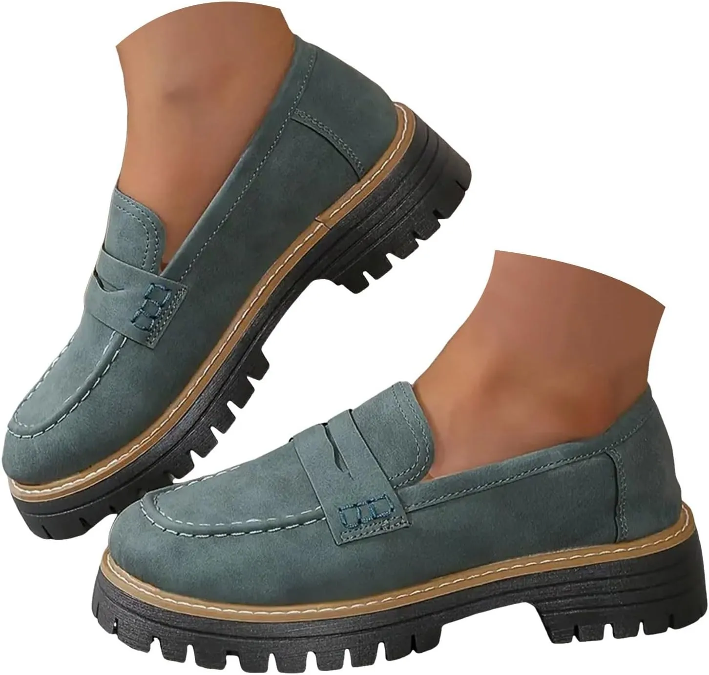 Orthoture-Orthopedic Platform Loafers Comfortable Lightweight Leather Loafers Slip-On Walking Shoes Cute Casual Dress Shoes