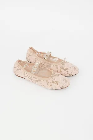 Pink Lace & Rockstud Mary Jane Flat