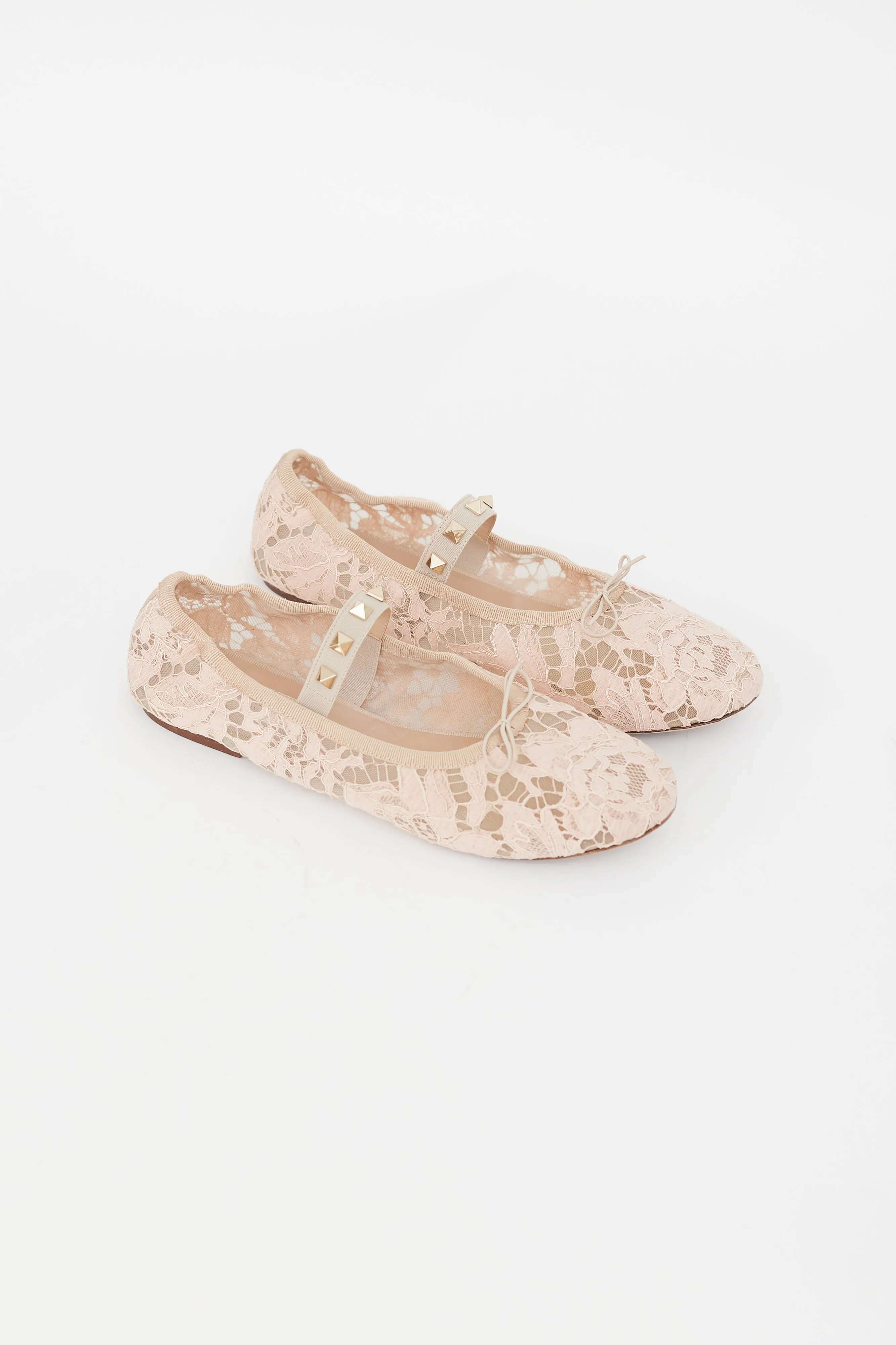 Pink Lace & Rockstud Mary Jane Flat