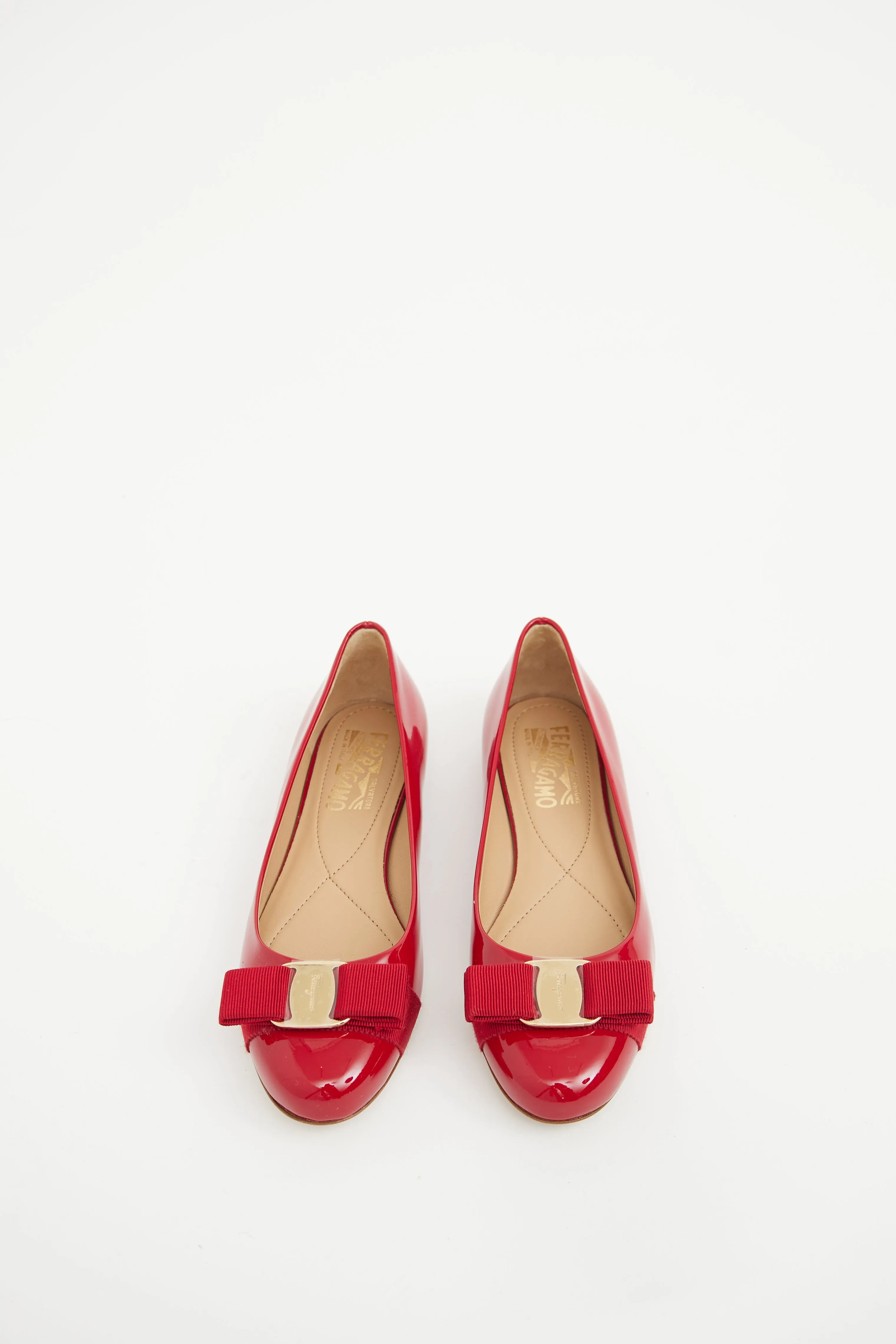 Red Patent Bow Flat