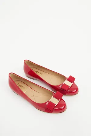 Red Patent Bow Flat