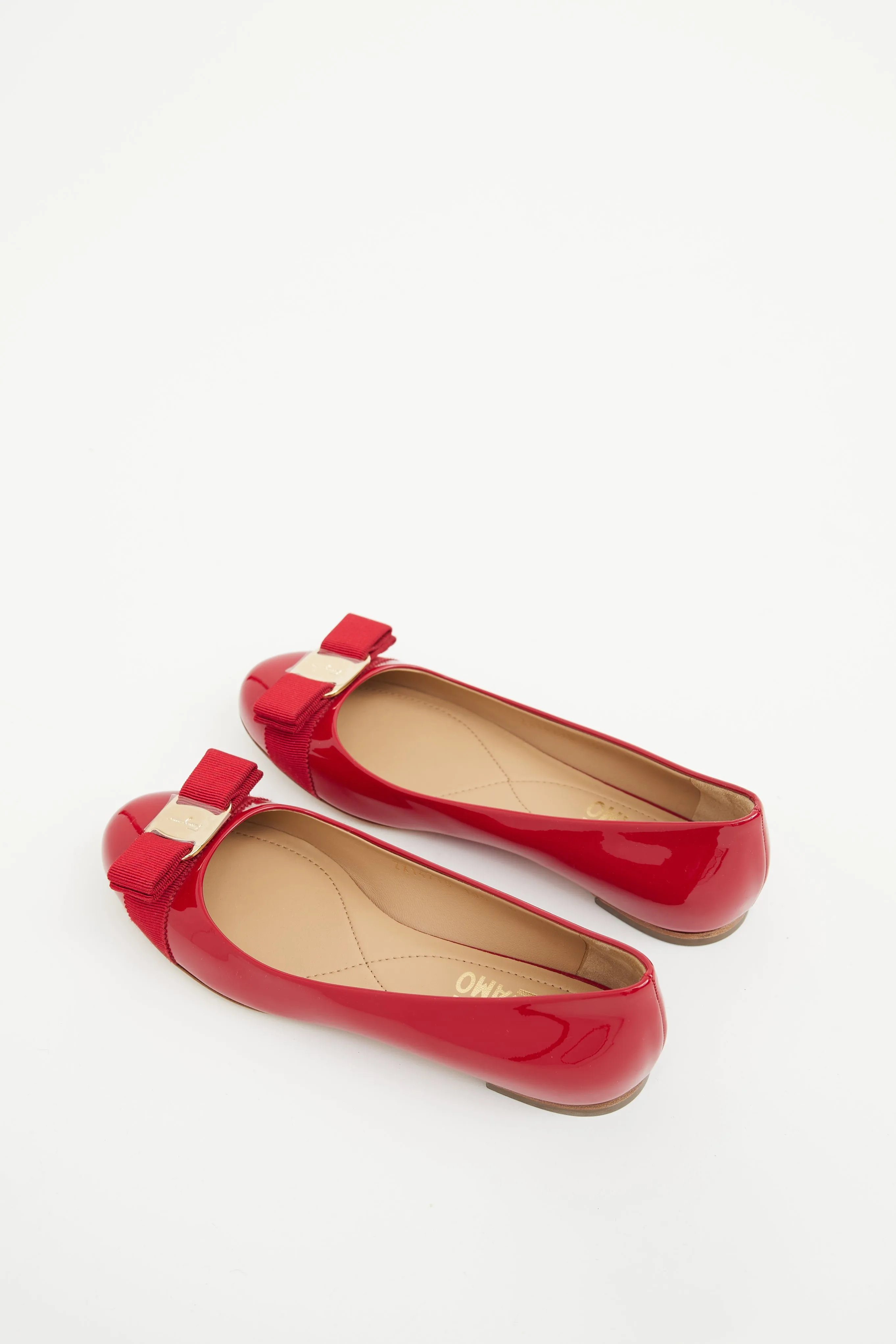 Red Patent Bow Flat