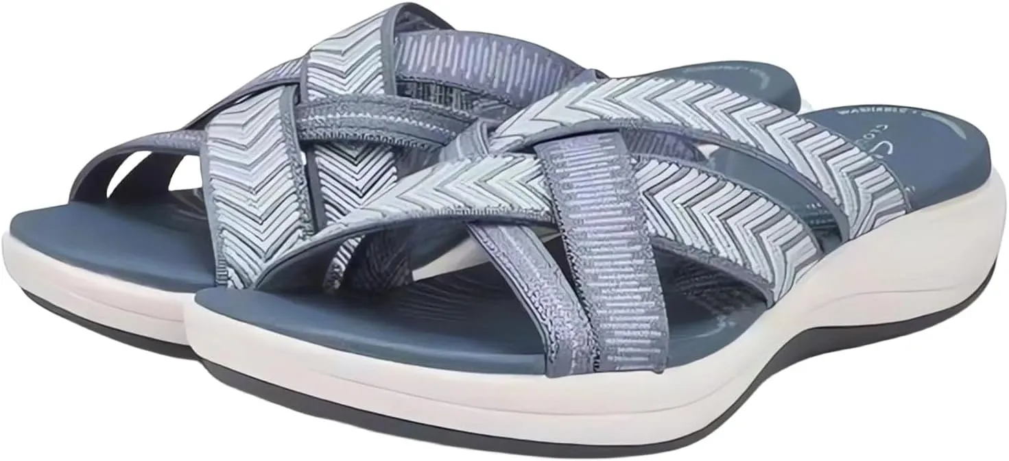 Slip On Sandals for Women Summer Comfortable Open Toe Slides Slippers Fashion Cross Strappy Yoga Mat Shoes Quick Drying Beach Shoes Indoor Outdoor