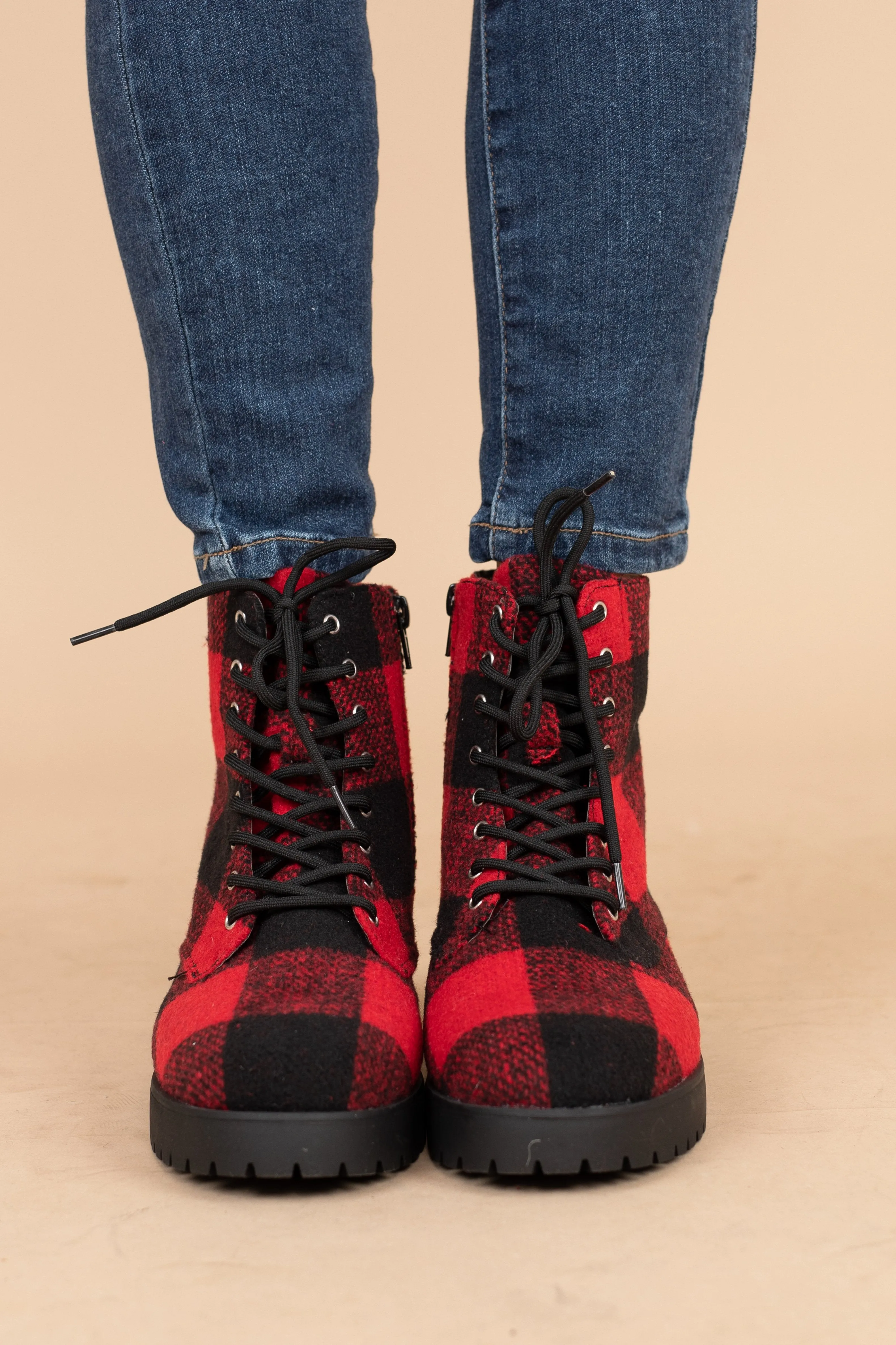 Through The Woods Red Buffalo Plaid Boots