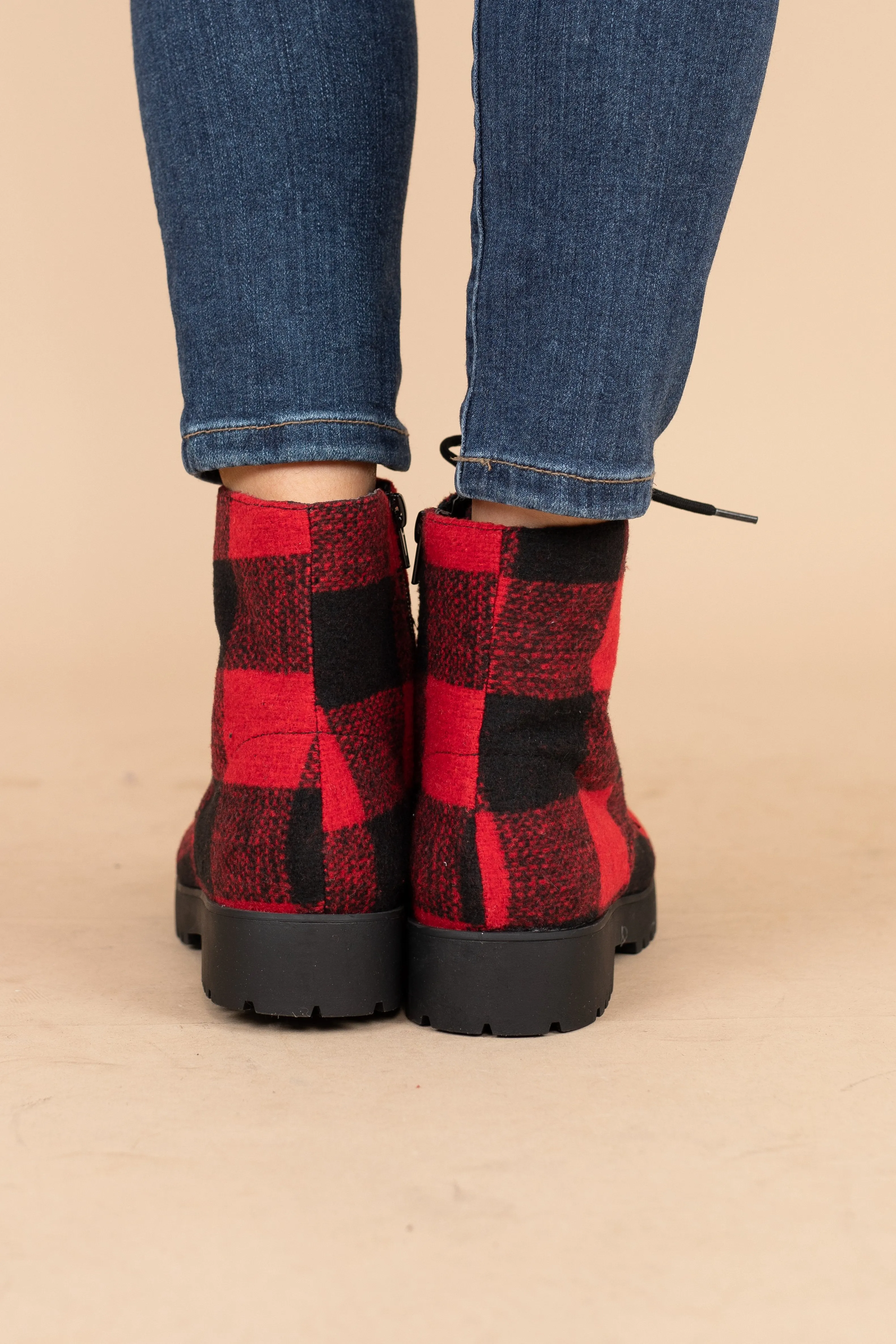 Through The Woods Red Buffalo Plaid Boots