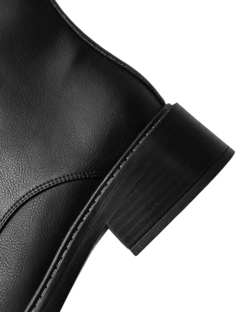 TinaCus Handmade Women's Genuine Leather Front Lace Up Round Toe Low Chunky Heel Motorcycle Ankle Boots Shoes