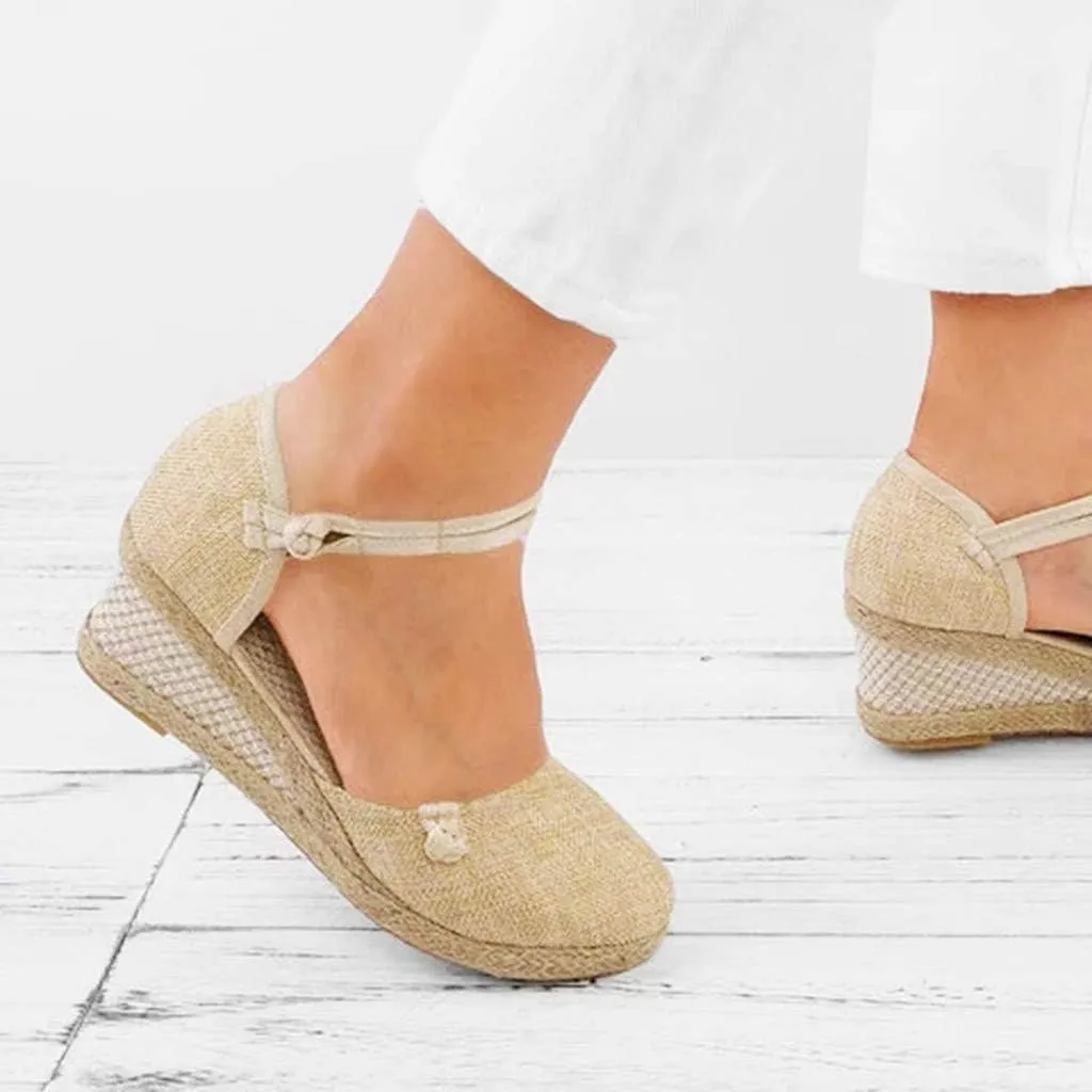 Wedge Sandals for Women Dressy Summer Closed Toe Platform Espadrille Sandals Lace Up Comfy Shoes Comfortable Casual Summer Outdoor Beach Sandal