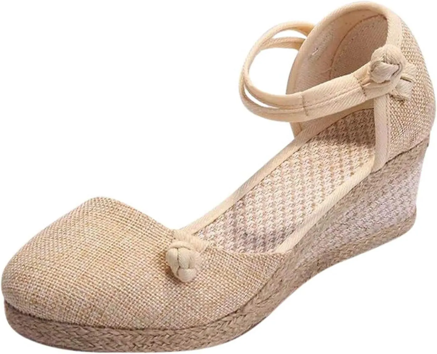 Wedge Sandals for Women Dressy Summer Closed Toe Platform Espadrille Sandals Lace Up Comfy Shoes Comfortable Casual Summer Outdoor Beach Sandal