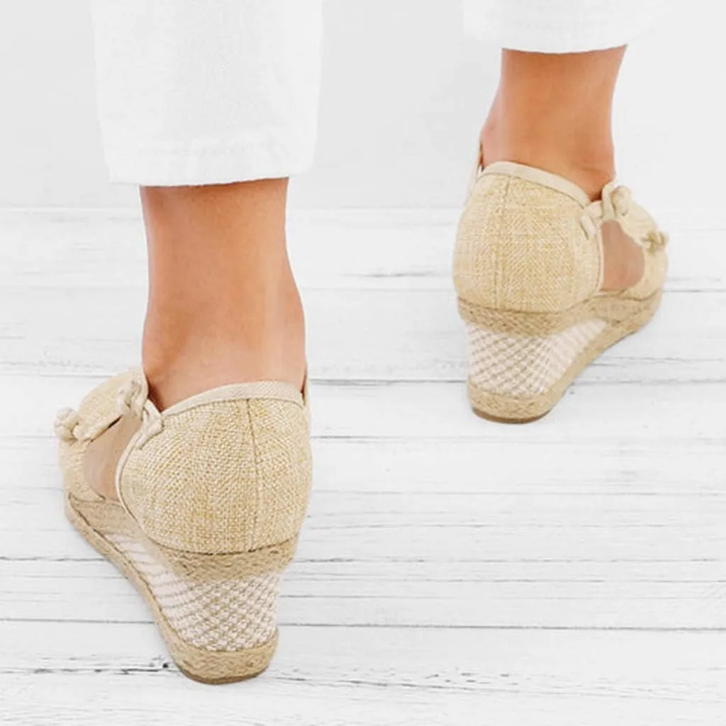 Wedge Sandals for Women Dressy Summer Closed Toe Platform Espadrille Sandals Lace Up Comfy Shoes Comfortable Casual Summer Outdoor Beach Sandal