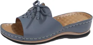 Wedge Sandals for Women Summer Orthopedic Slides Shower Sandals Ladies Fashion Comfortable Open Toe Slippers Slip On Lightweight Bowknot Slippers Indoor Outdoors