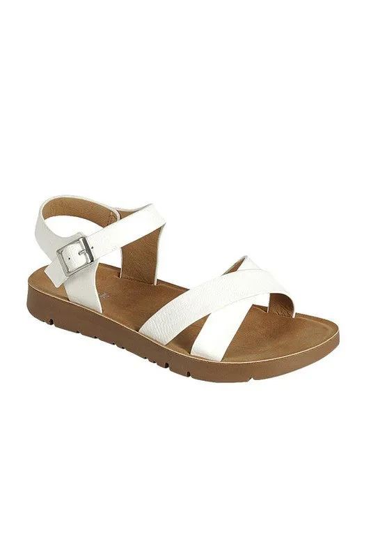 White Criss Cross Sandal