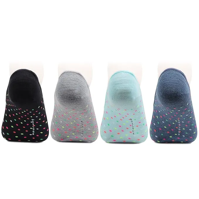 Women Multicolored Cotton Loafer Socks- Pack of 4