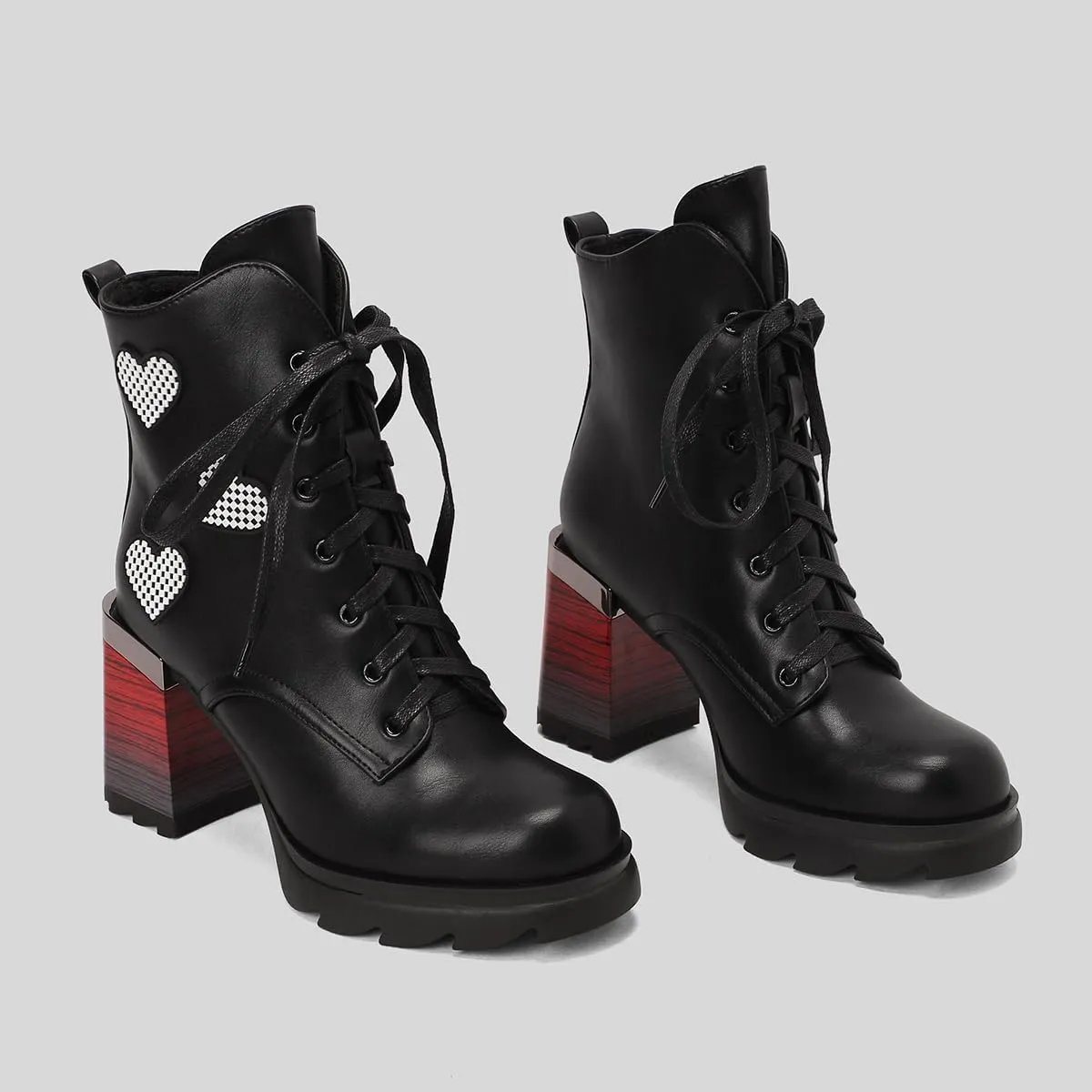 Womens Fashion Comfortable Chunky Heels Walking Ankle Boots Lace UP Combat Boots Platform Tooling Boots Rounded toe Tactical Boots