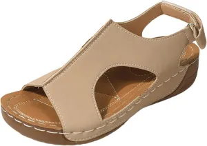 Womens Sandals Wedge Comfortable Orthopedic Slip On Beach Sandals Open Toe Lightweight Yoga Ma Shoes and Hook and Loop Closure Ankle Strap Available Shoes with Arch Support